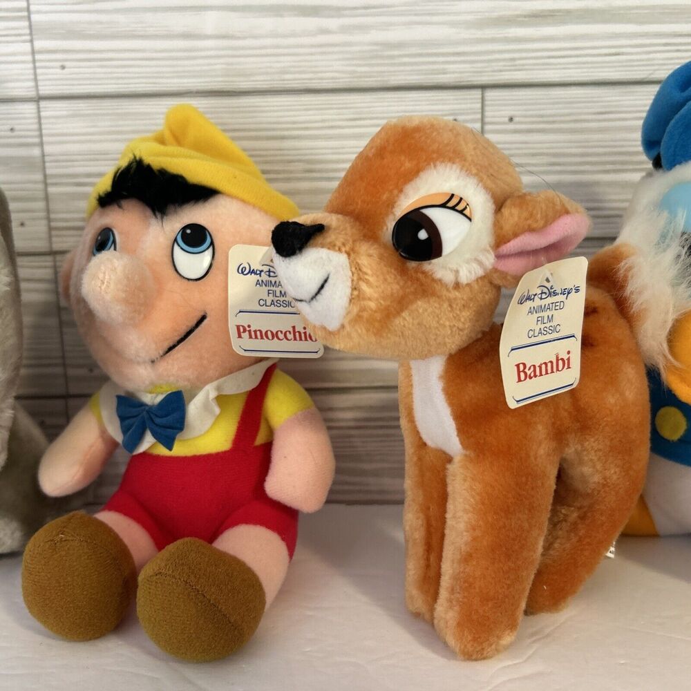 Vintage Walt Disney Plush Lady, Dumbo, Pinocchio, Bambi, Donald Duck from 1985 - Picture 2 of 16